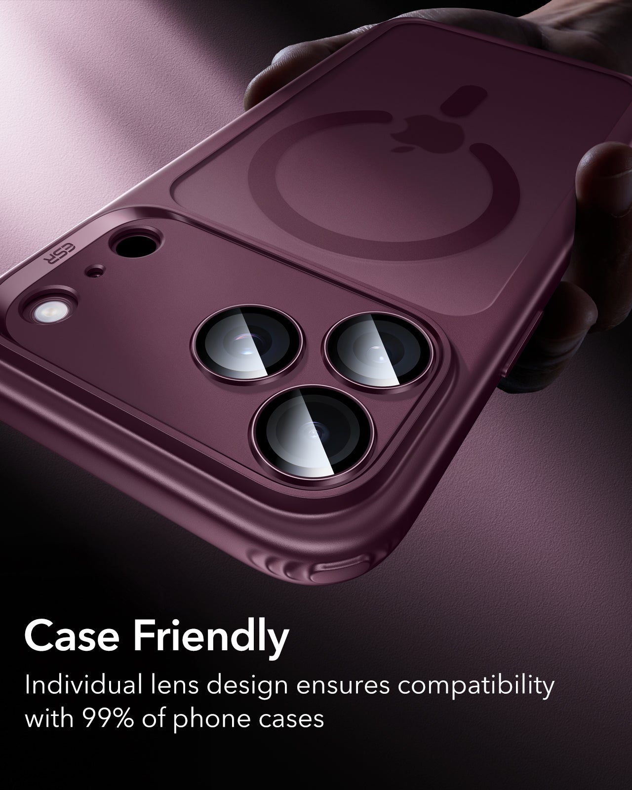 ESR Deep Burgundy iPhone 18 Pro/Pro Max Armorite Camera Lens Protector Case Friendly