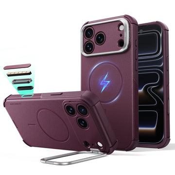Deep Burgundy iPhone 18 Pro Tough Phone Case Magsafe with Stand