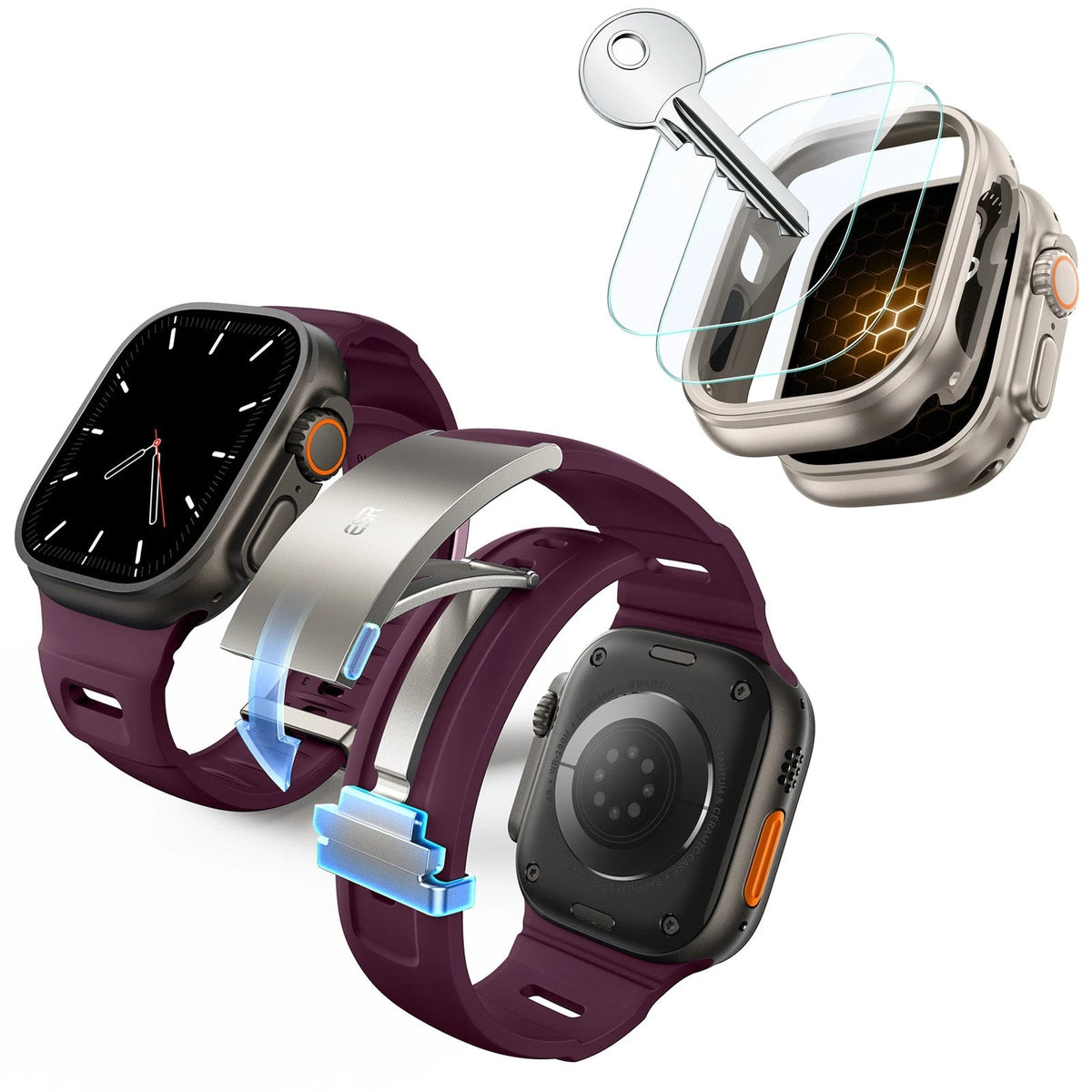 ESR Equinox Watch Band Ultimate Bundle for Apple Watch - Red Band / Titanium Case ESR ESR