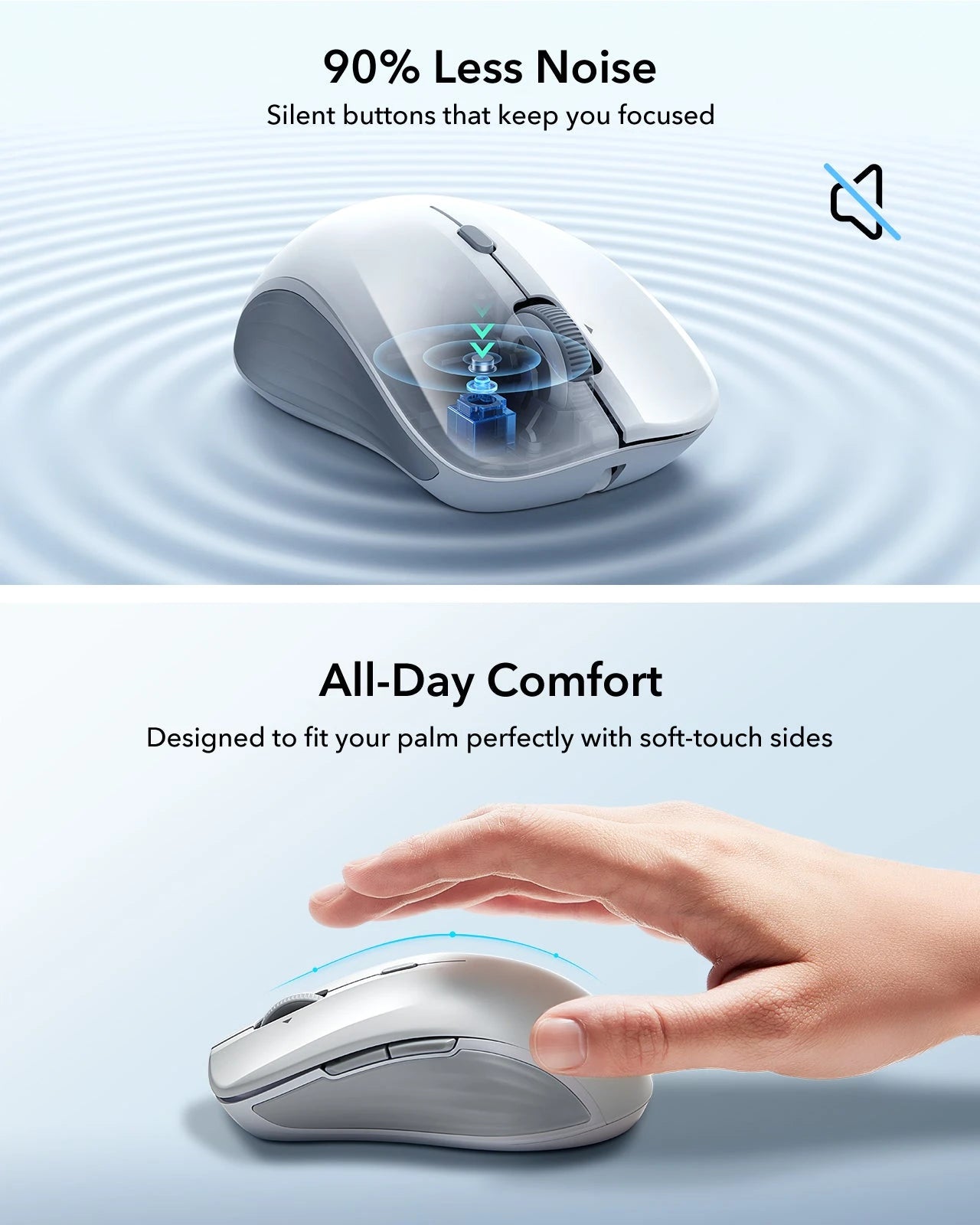 90% less noise-all-day comfort
