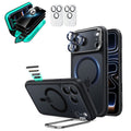 Frosted Black iPhone 18 Pro Magsafe Slim Phone Case with Stand pair tempered glass privacy screen protector and camera lens protector