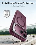 ESR Frosted Deep Burgundy Blue iPhone 18 Pro Magsafe Slim Phone Case with Stand 4x Military-Grade Protection