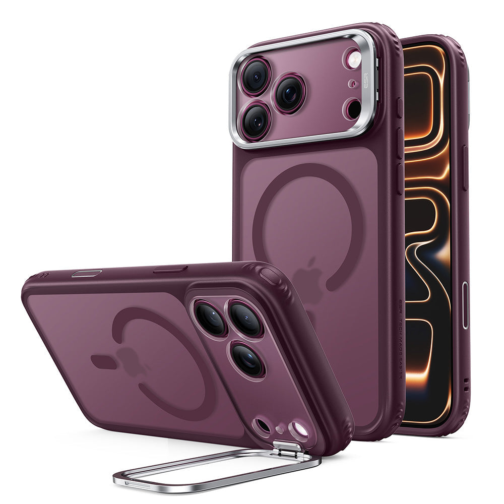 Frosted Deep Burgundy iPhone 18 Pro Max Magsafe Slim Phone Case with Stand