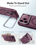 ESR Frosted Deep Burgundy iPhone 18 Pro Max Magsafe Slim Phone Case with Stand Made To Stand Out