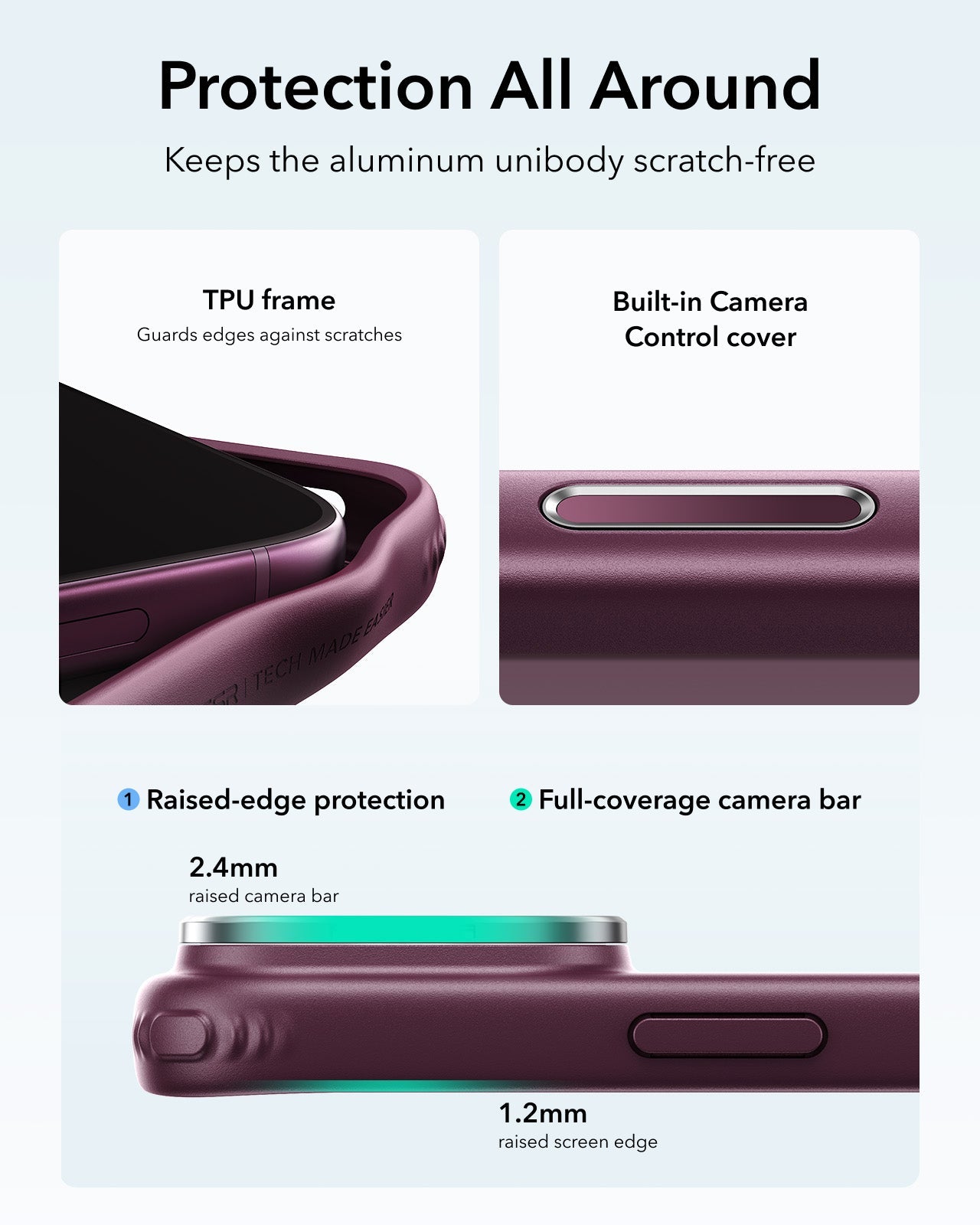 ESR Frosted Deep Burgundy iPhone 18 Pro Max Magsafe Slim Phone Case with Stand Protection All Around