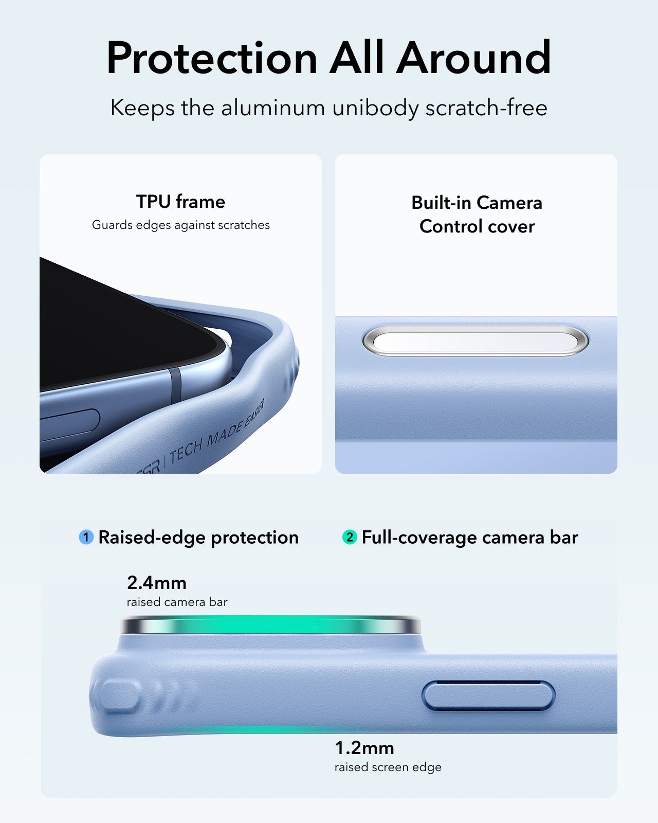ESR Frosted Misty Blue iPhone 18 Pro Max Magsafe Slim Phone Case with Stand Protection All Around