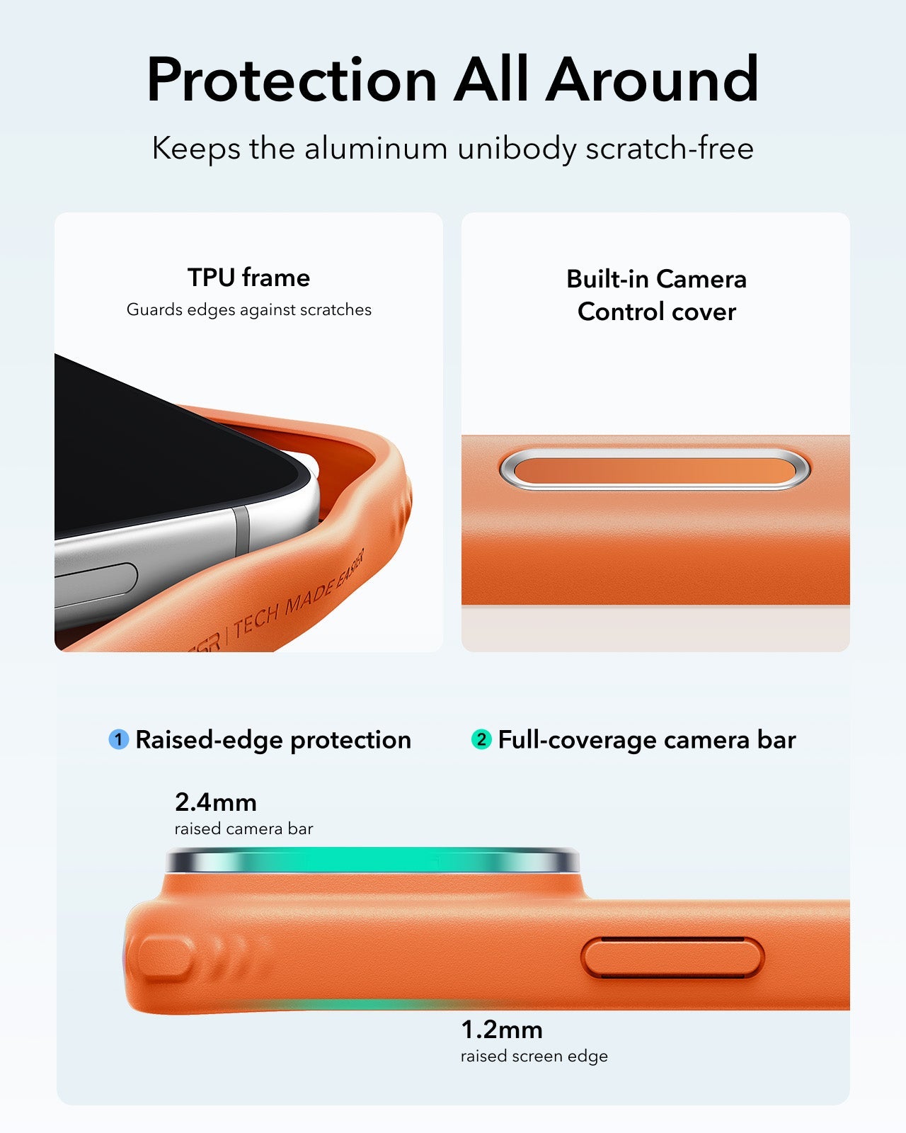 ESR Frosted Orange iPhone 18 Pro Magsafe Slim Phone Case with Stand Protection All Around