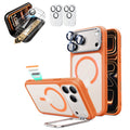 Frosted Orange iPhone 18 Pro Magsafe Slim Phone Case with Stand pair corning glass screen protector and camera lens protector