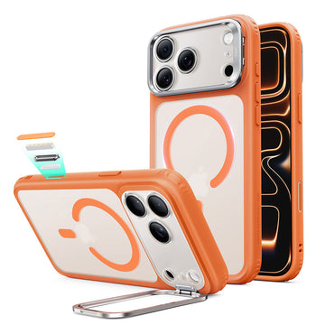 Frosted Orange iPhone 18 Pro Max Magsafe Slim Phone Case with Stand