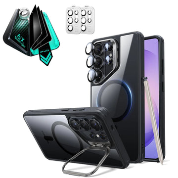  Galaxy S26 Ultra Classic Hybrid Magsafe Case with Stand and Armorite Privacy Screen Protector  Clear Black 