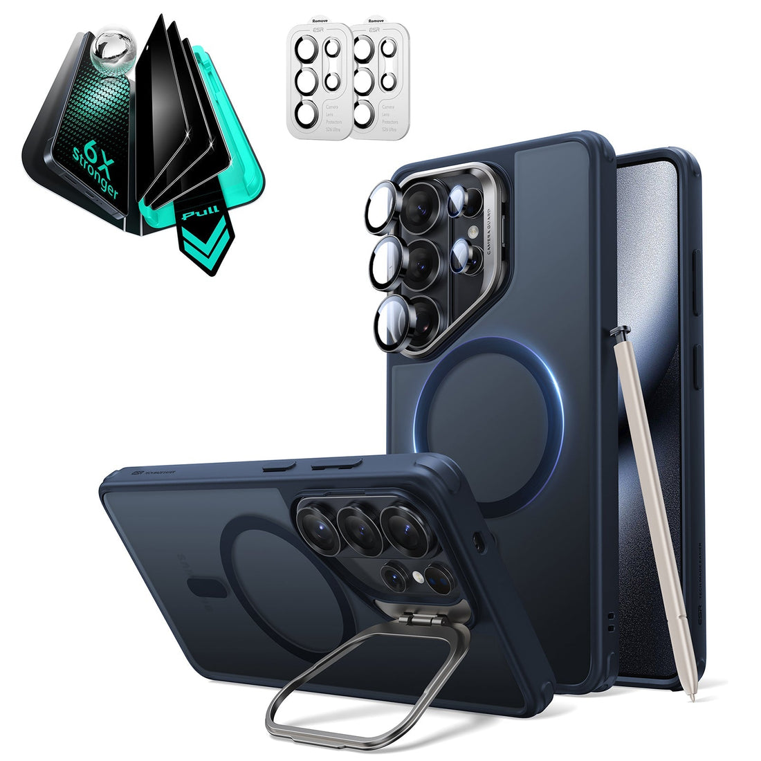 Galaxy S26 Ultra Classic Hybrid Magsafe Case with Stand and Armorite Privacy Screen Protector Set Frosted Blue