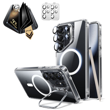 Galaxy S26 Ultra Classic Hybrid Magsafe Case with Stand and Corning Glass Privacy Screen Protector Set Clear