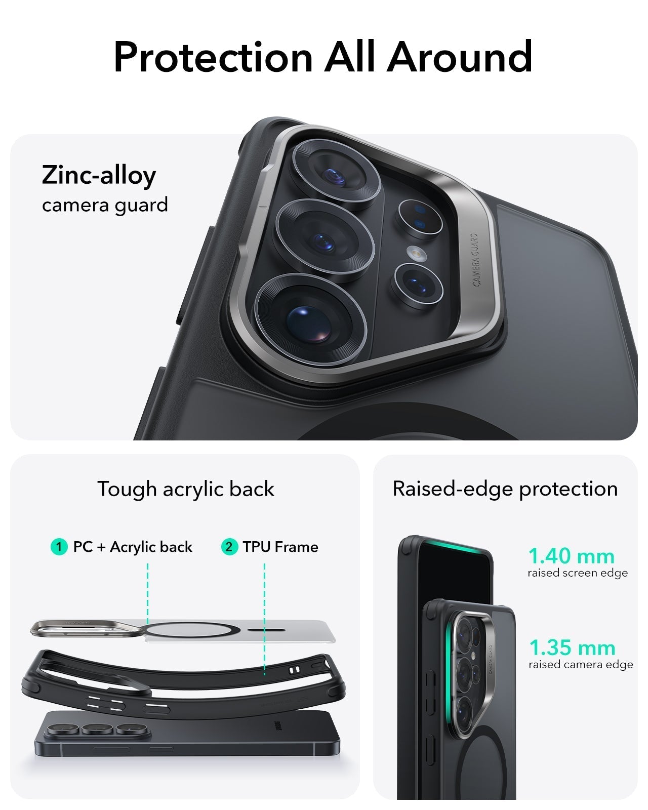 ESR Samsung Galaxy S26 Ultra Classic Hybrid Magsafe Case with Stand Frosted Black Protection All Around