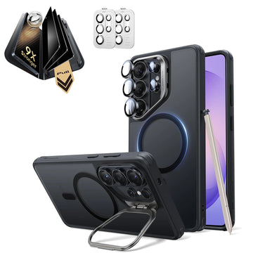 Galaxy S26 Ultra Classic Hybrid Magsafe Case with Stand and Corning Glass Privacy Screen Protector Set Frosted Black