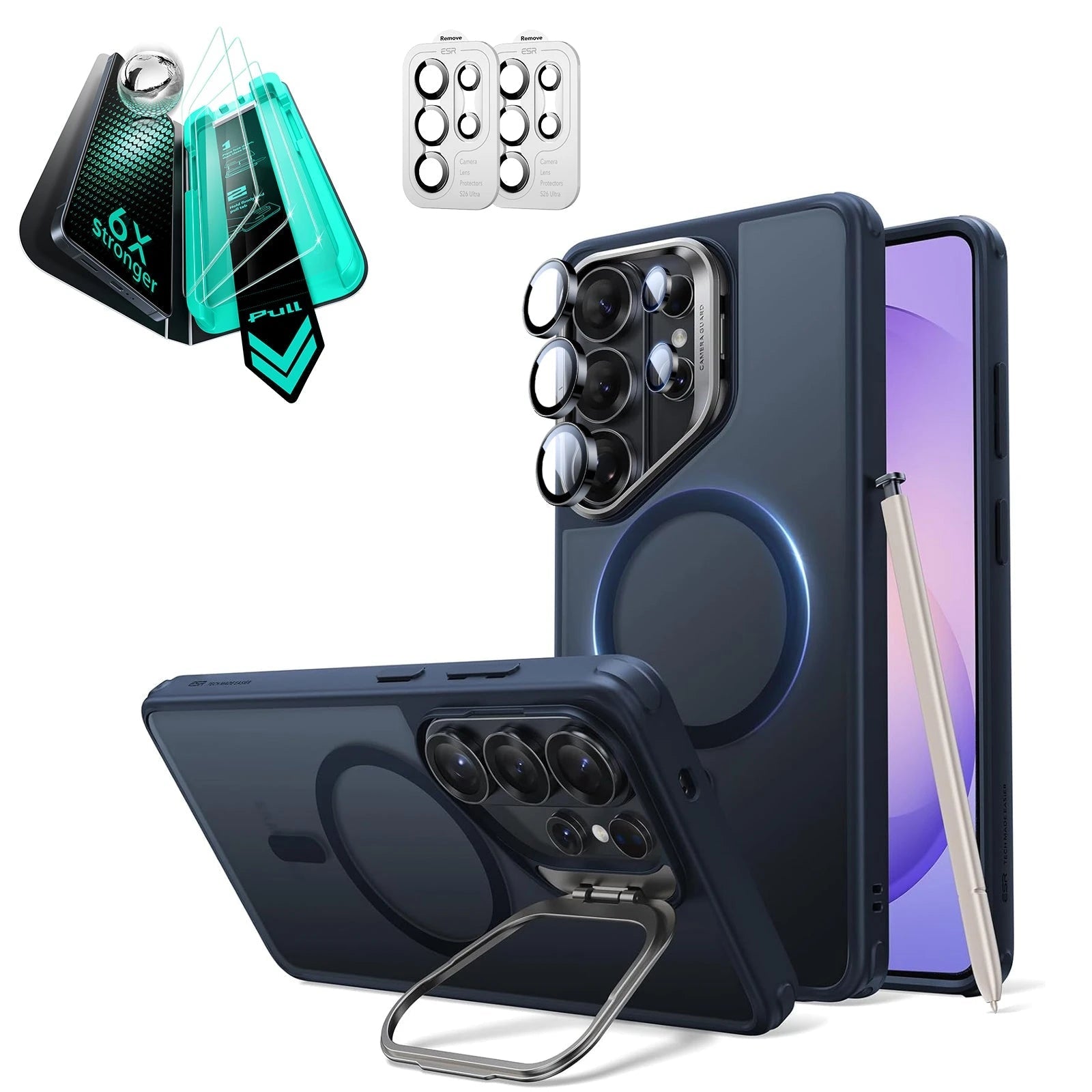 Galaxy S26 Ultra Classic Hybrid Magsafe Case with Stand and Armorite Screen Protector Frosted Blue