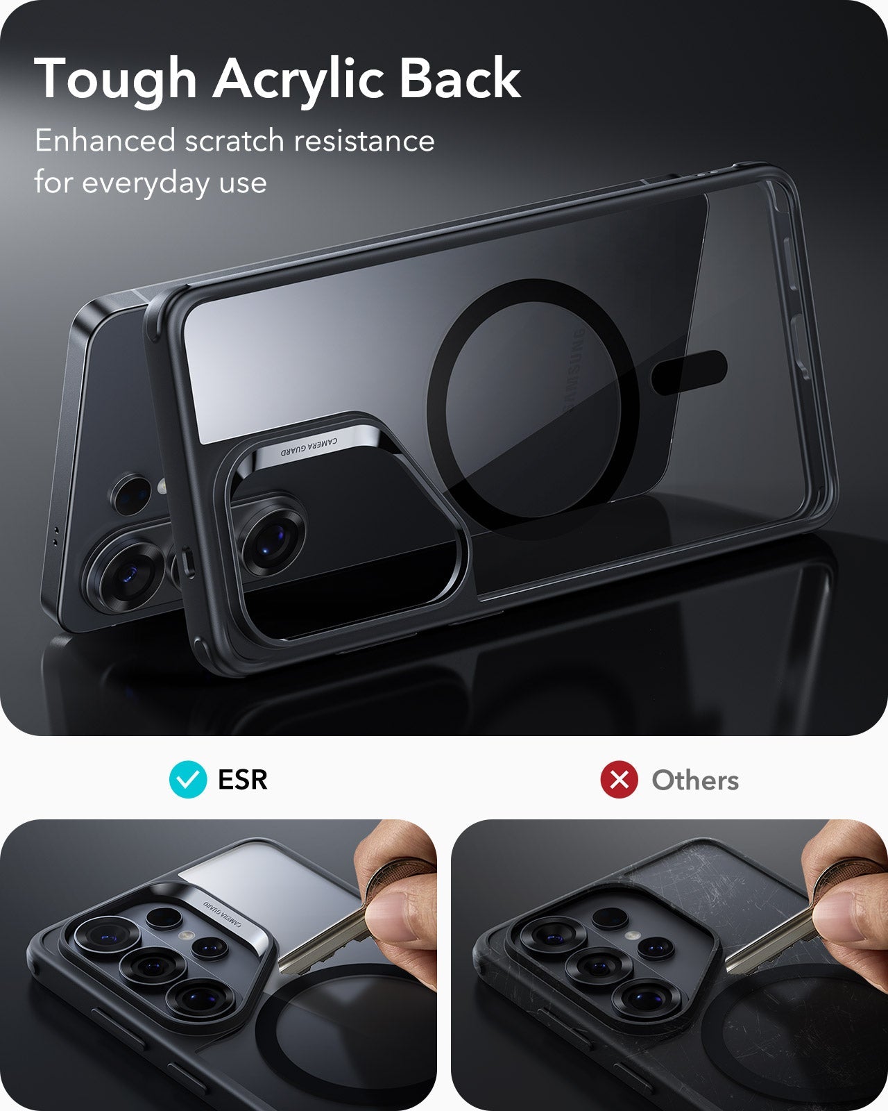 Samsung Galaxy S26 Ultra Classic Hybrid Magsafe Case Clear Black Tough Acrylic Black