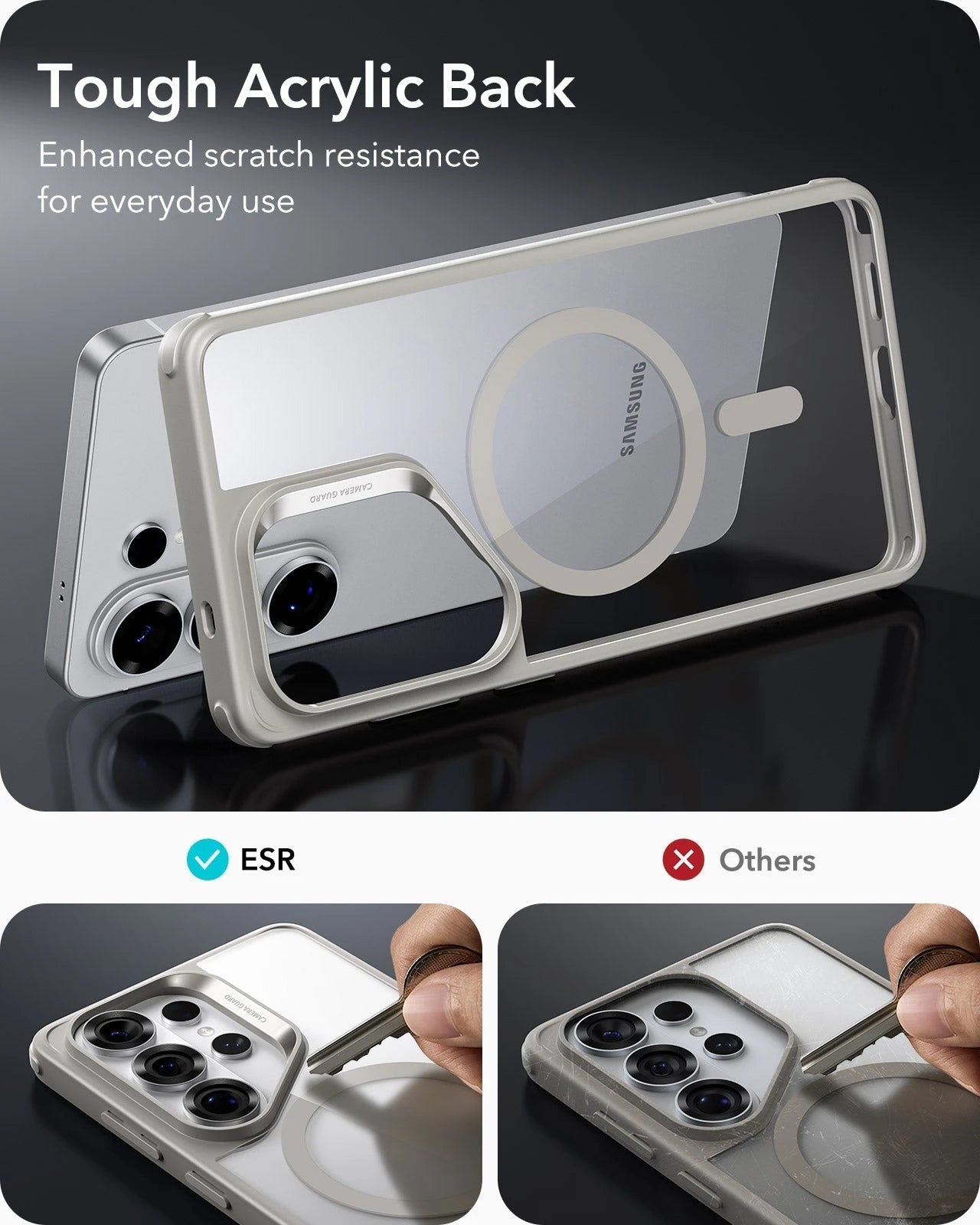 Samsung Galaxy S26 Ultra Classic Hybrid Magsafe Case Clear Grey Tough Acrylic Black