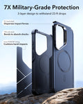 ESR Samsung Galaxy S26 Ultra Cyber Tough Magsafe Case with Stand Navy Blue 7X Military Grade Protection