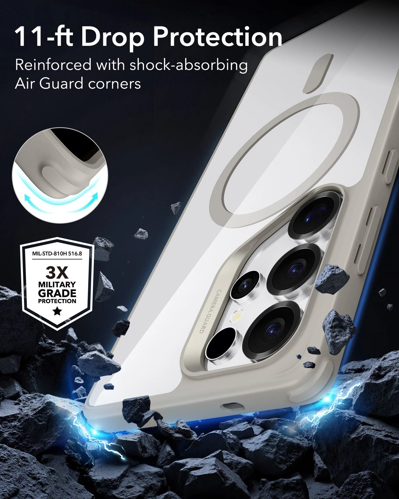 Galaxy S25 Ultra HaloLock Classic Hybrid Case - Clear Grey ESR ESR