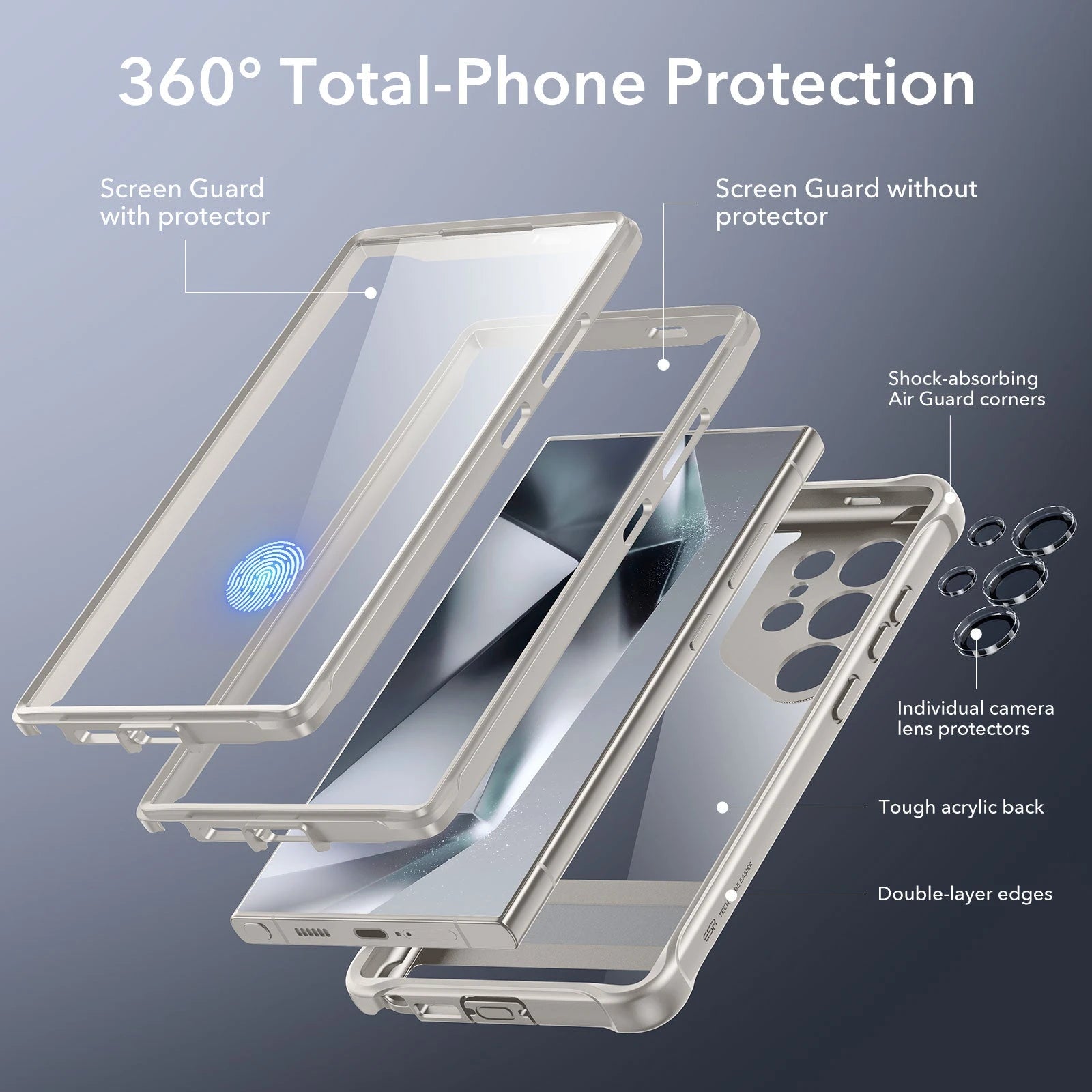 Galaxy S24 Ultra Armor Kickstand Case - Clear Grey - ESR 