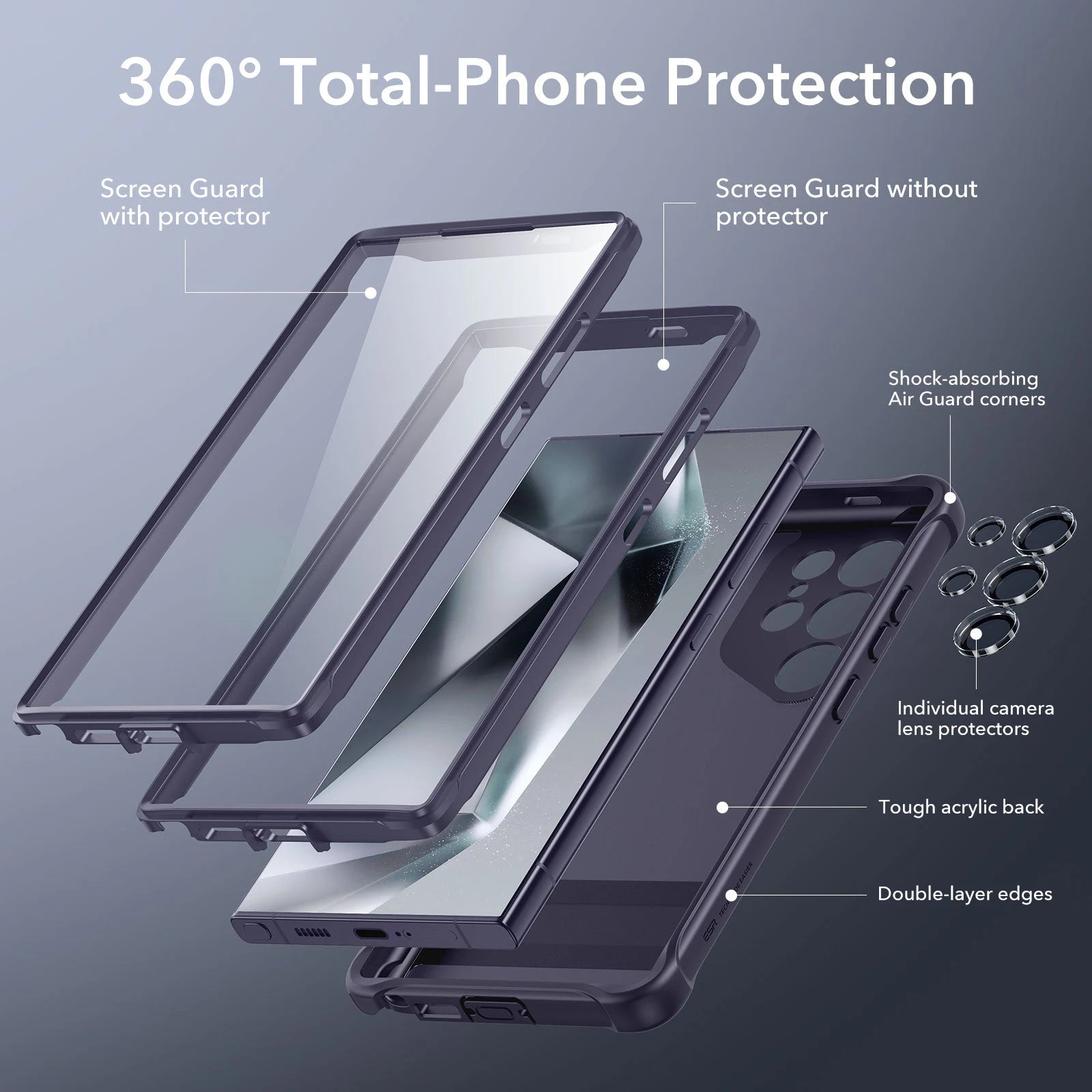 Galaxy S24 Ultra Armor Kickstand Case - Frosted Purple - ESR 