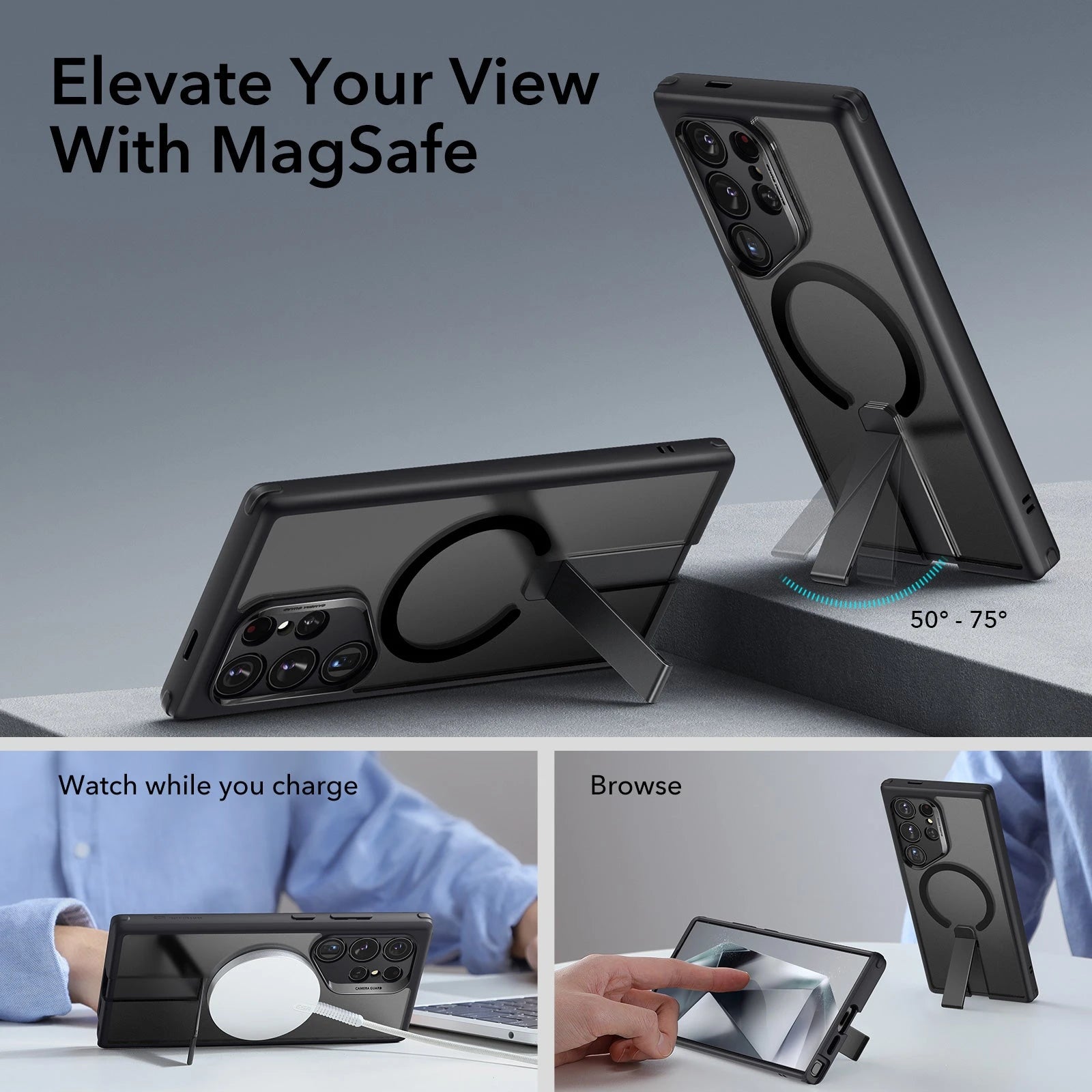 Galaxy S24 Ultra Boost Flickstand Case (HaloLock) - Frosted Black ESR ESR