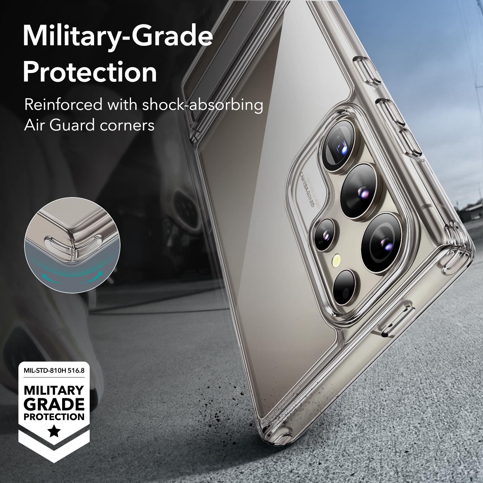 Galaxy S24 Ultra Boost Kickstand Case - Clear Grey - ESR 