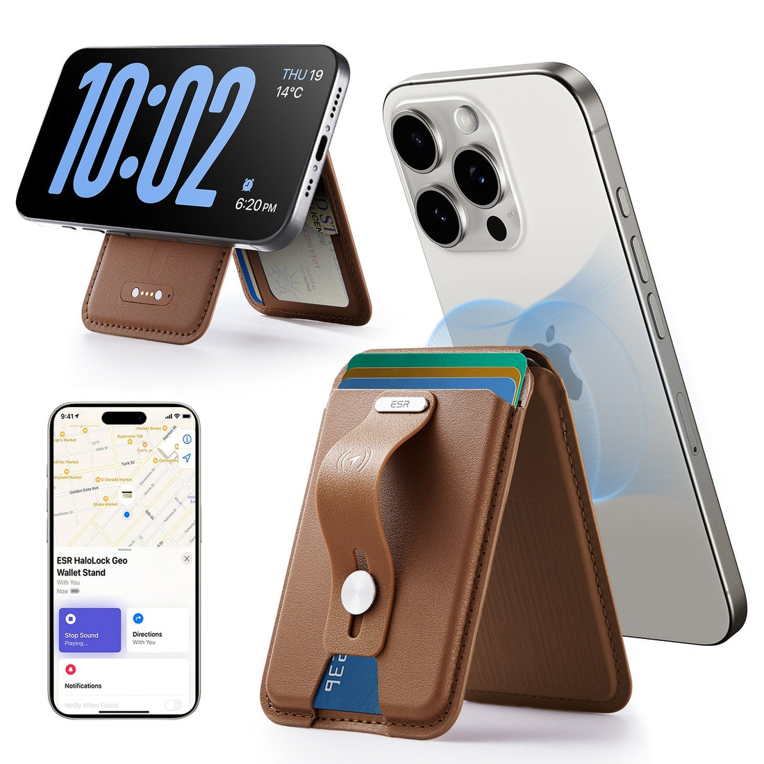 Geo Magnetic Wallet Stand (Grip) - Caramel Brown ESR ESR