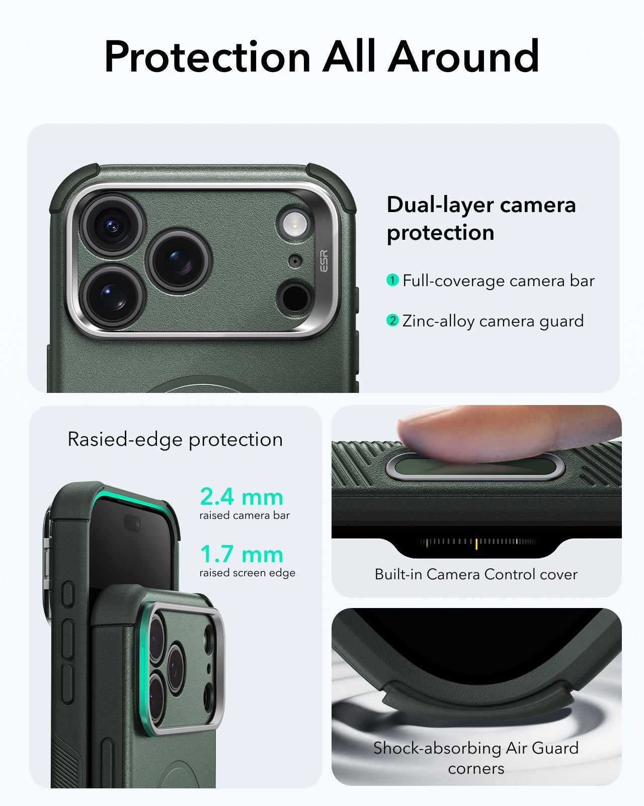 ESR Olive Green iPhone 18 Pro Max Tough Phone Case Magsafe with Stand Protection All Around