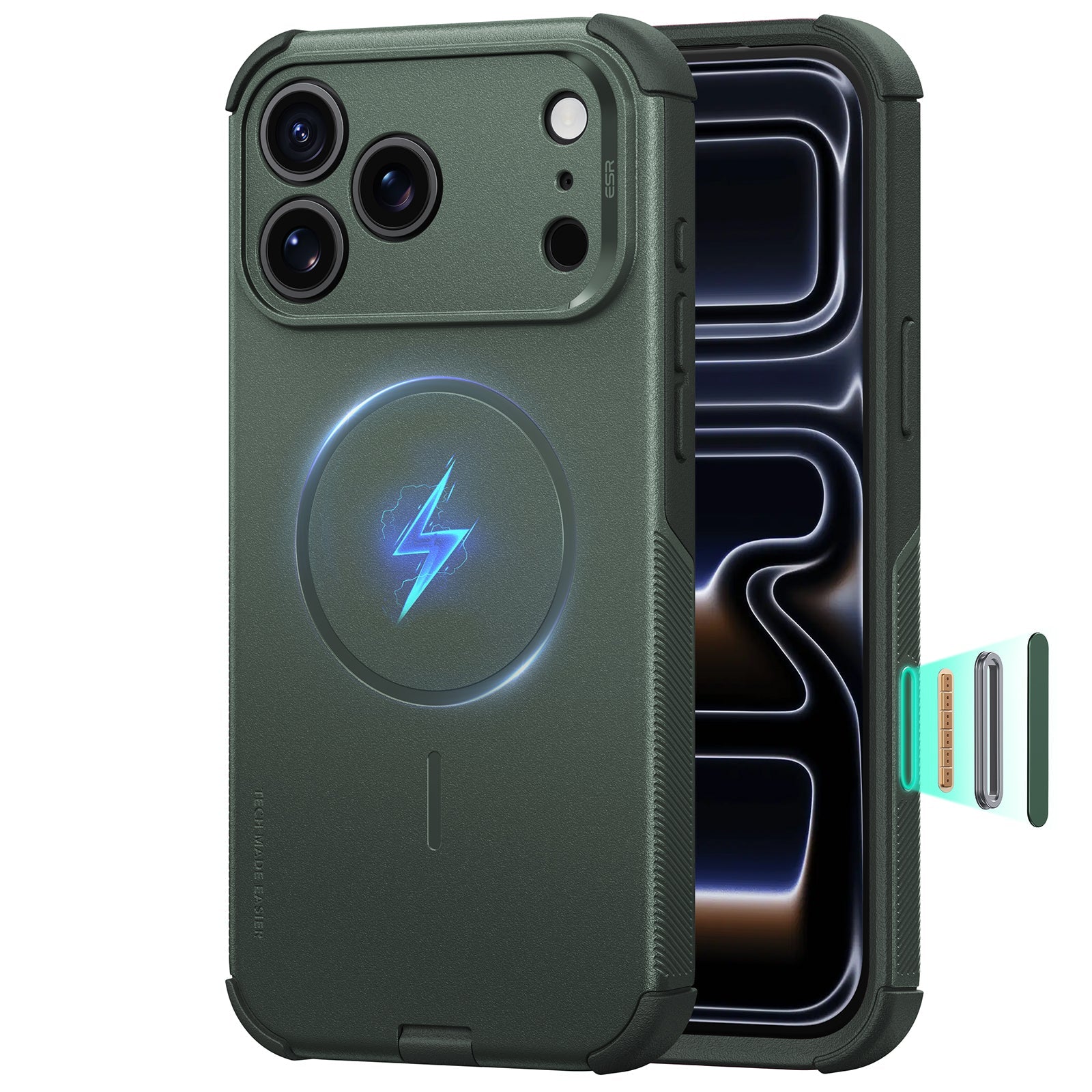 Olive Green iPhone 18 Pro Max Case Tough Phone Case with Magsafe