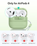 AirPods 4 charging case protected by ESR FlickLock case in light green