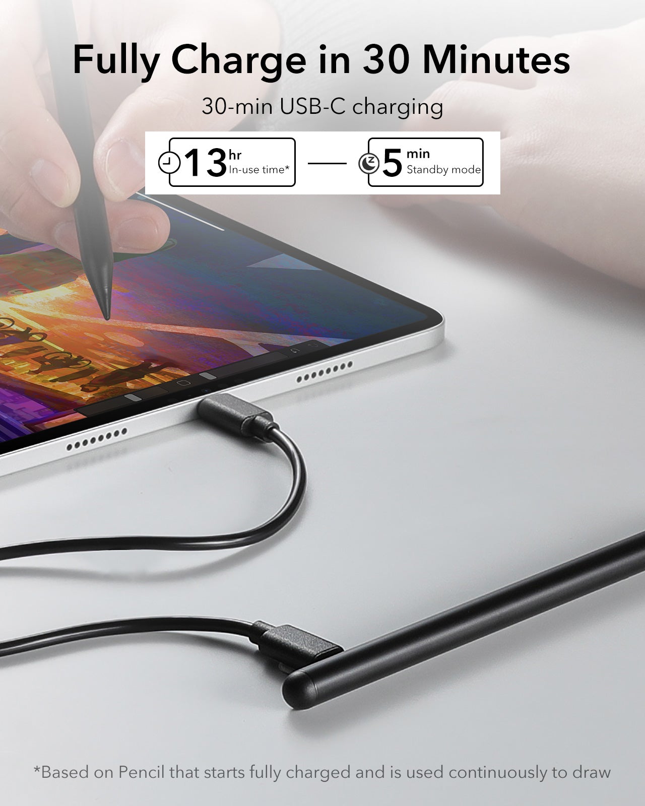 Shift Keyboard Case (Detachable) With Black Digital Pencil Bundle -Fully Charge in 30 minutes