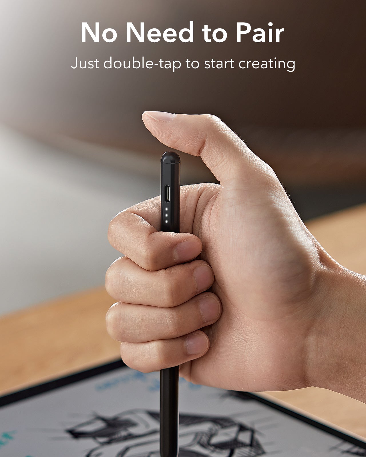 Shift Keyboard Case (Detachable) With Black Digital Pencil Bundle -no need to pair