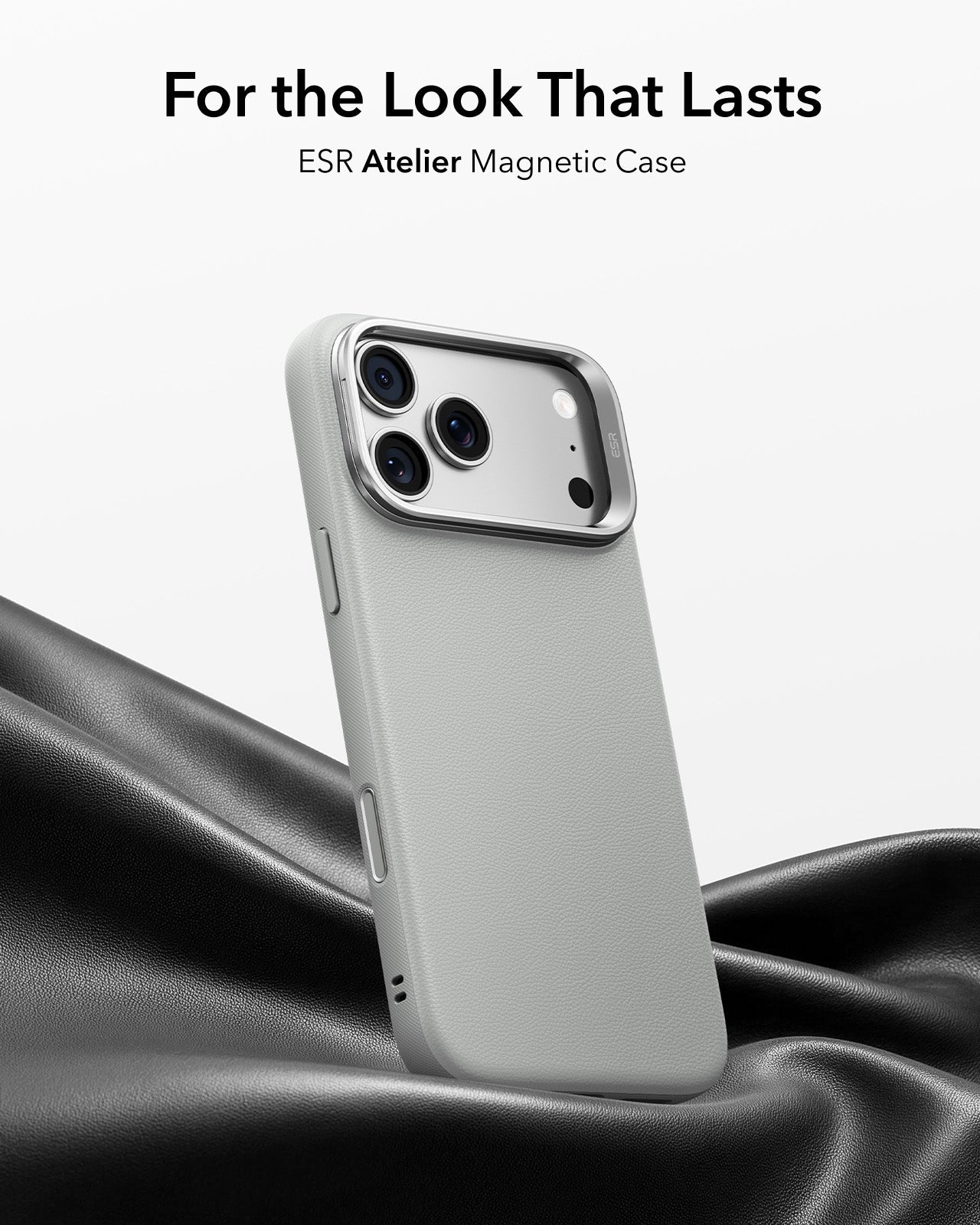 ESR Light Gray Leather iPhone 18 Pro Magsafe Case with Stand For the Look That Lasts