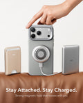 ESR Light Gray Leather iPhone 18 Pro Max Magsafe Case with Stand Stay Attached. Stay Charged