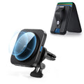 Magnetic Wireless Car Charger and Geo Wallet Stand Bundle-Black