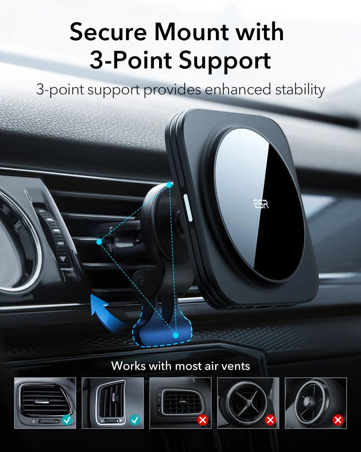Magnetic Wireless Car Charger with 36W Adapter - Black ESR ESR