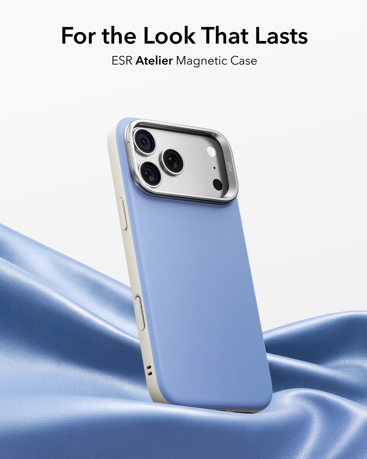 ESR Misty Blue Leather iPhone 18 Pro Magsafe Case with Stand For the Look That Lasts