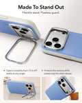 ESR Misty Blue Leather iPhone 18 Pro Magsafe Case with Stand Made To Stand Out
