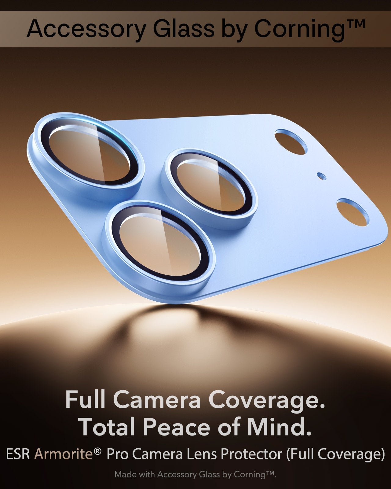 ESR Misty Blue iPhone 18 Pro Corning Glass Camera Lens Protector Full Camera Coverage.  Total Peace of Mind.