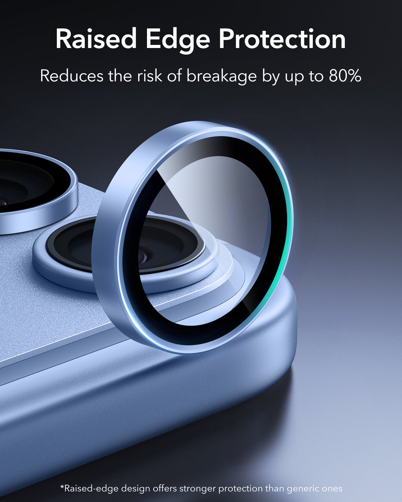 ESR Misty Blue iPhone 18 Pro/Pro Max Armorite Camera Lens Protector Raised Edge Protection