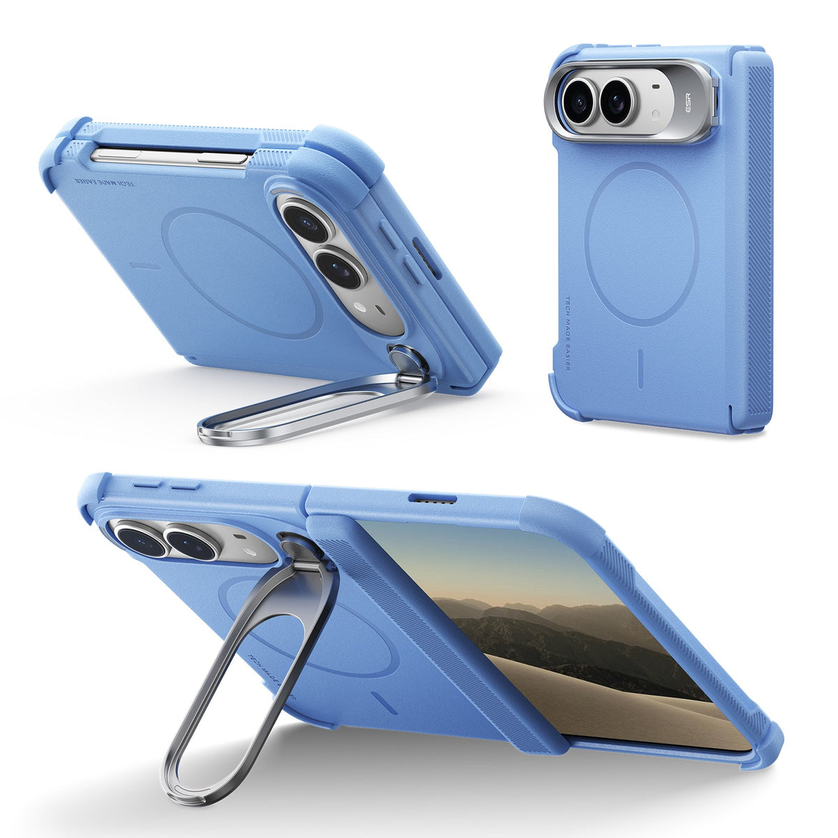 Misty Blue iPhone Duo Tough Phone Case Magsafe with Stand