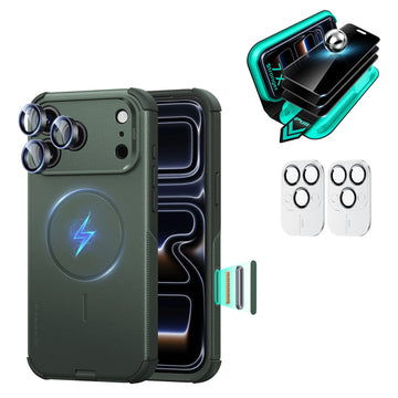 iPhone 18 Pro Max Bundle Cyber Tough Magnetic Case & Armorite®️ Privacy Screen Protector - Olive Green