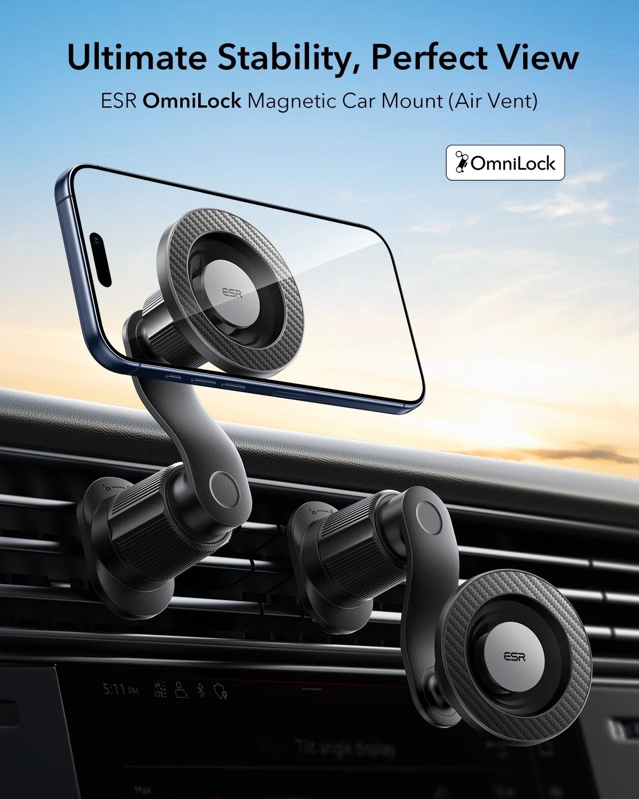 OmniLock Magnetic Car Mount (Air Vent) - Black ESR ESR