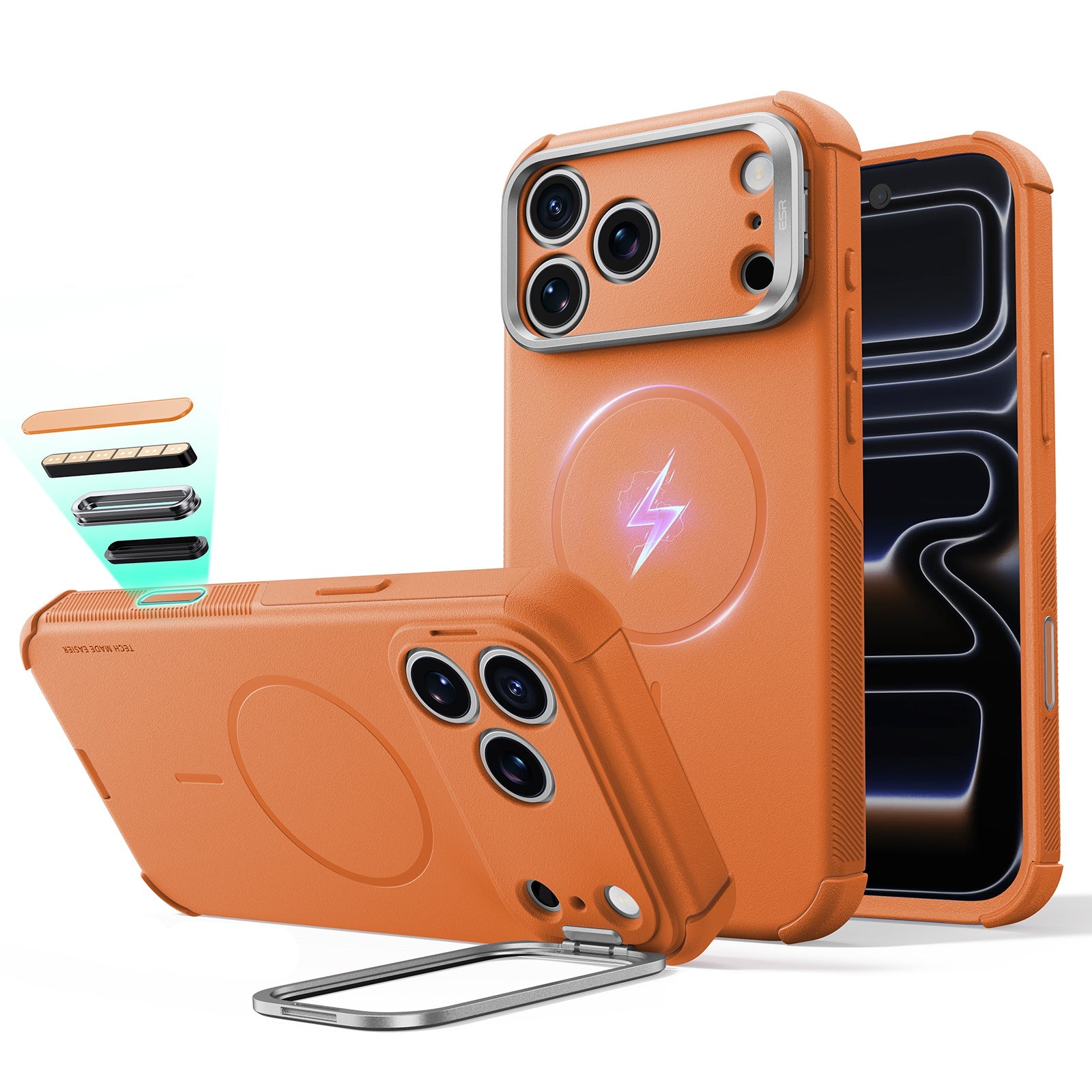 Orange iPhone 18 Pro Max Tough Phone Case Magsafe with Stand