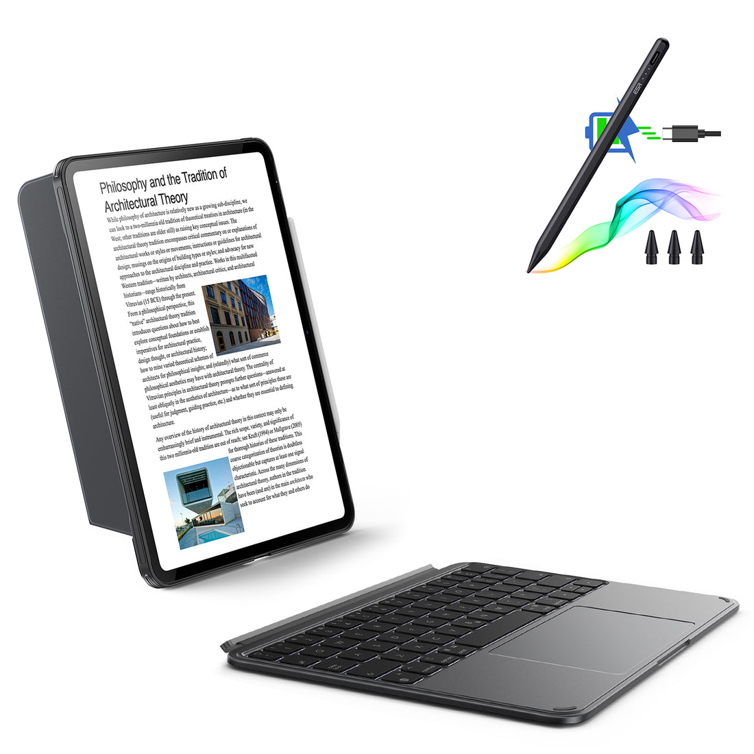 Shift Keyboard Case (Detachable) With Black Digital Pencil Bundle 