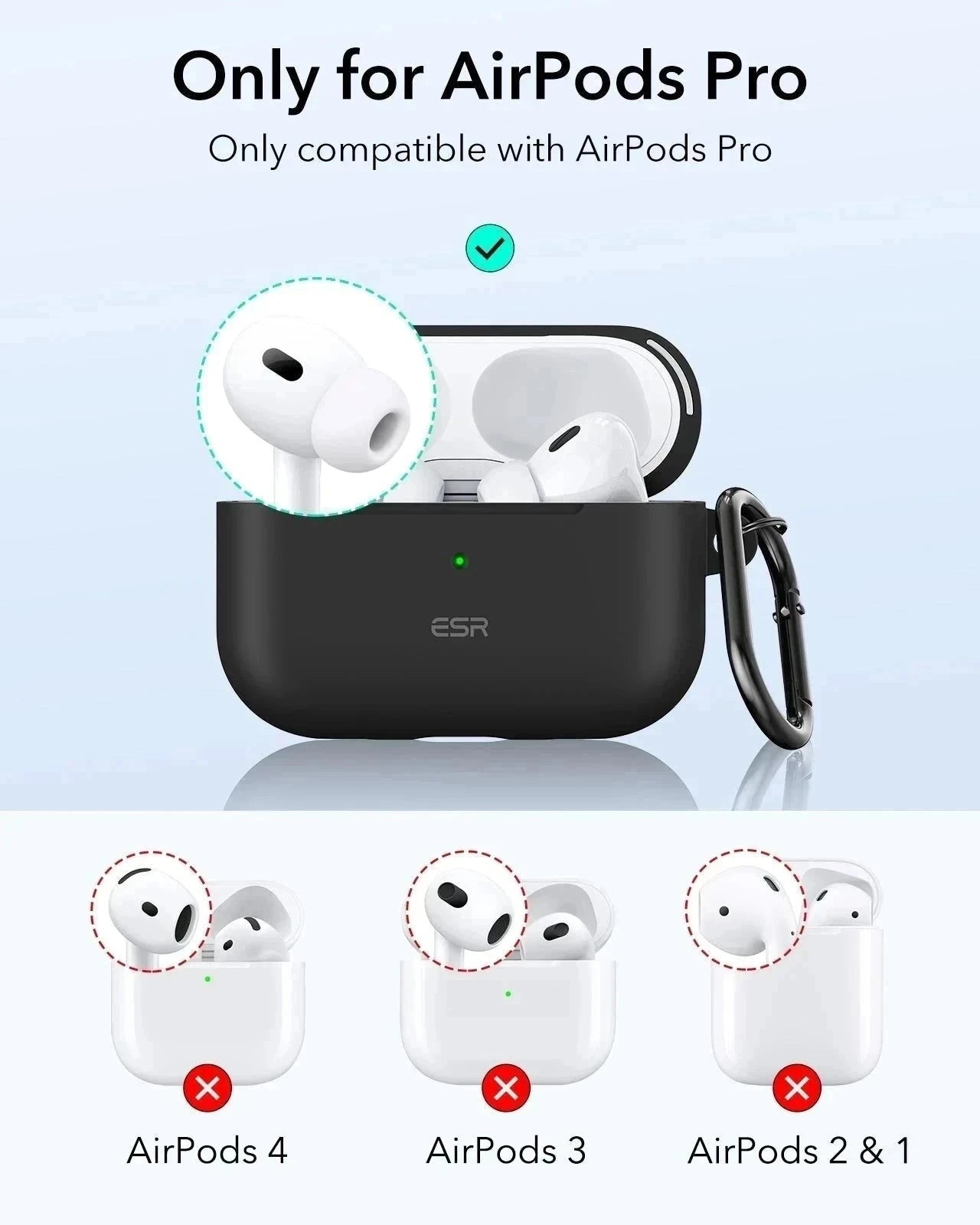 AirPods Pro (2023/2022/2019) Cloud Soft Case (HaloLock) - Black ESR ESR
