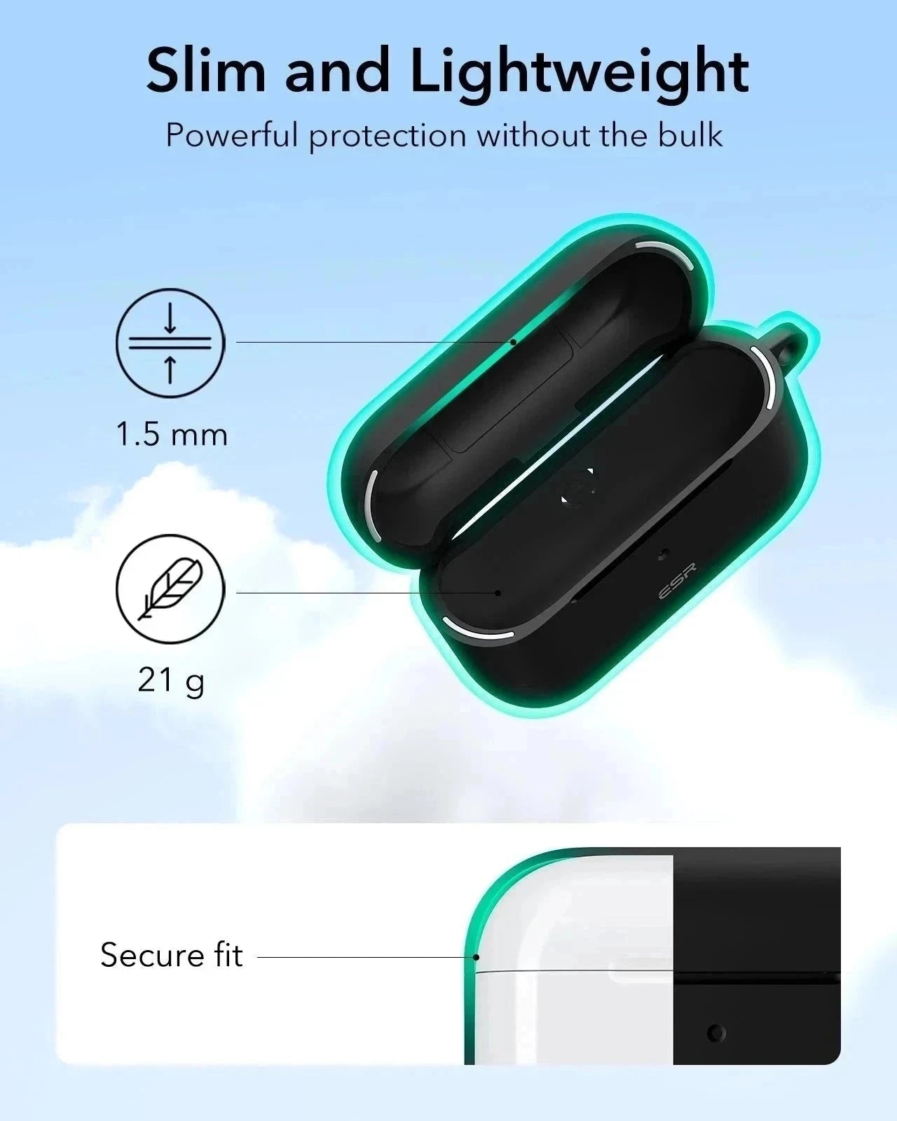 AirPods Pro (2023/2022/2019) Cloud Soft Case (HaloLock) - Black ESR ESR