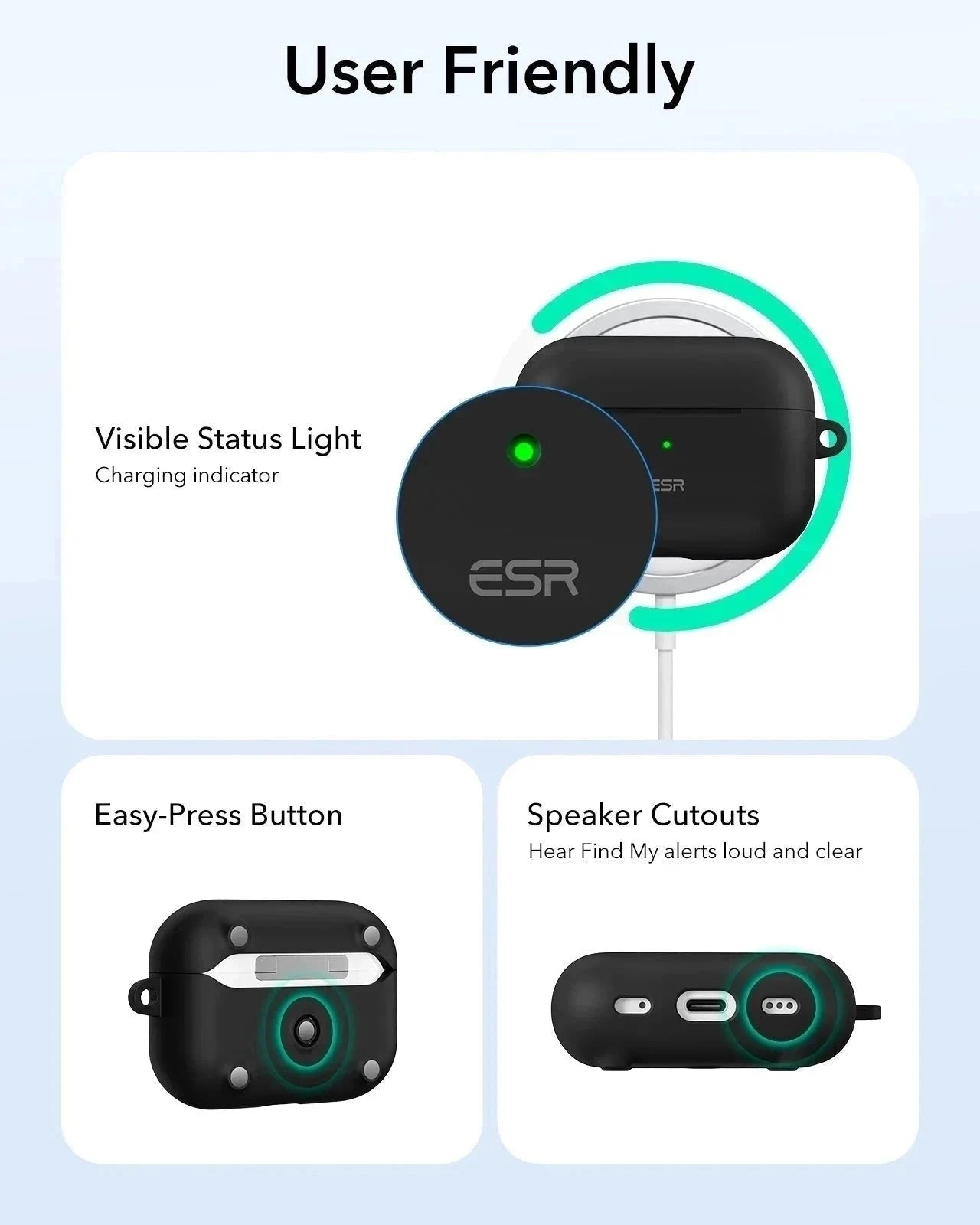 AirPods Pro (2023/2022/2019) Cloud Soft Case (HaloLock) - Black ESR ESR