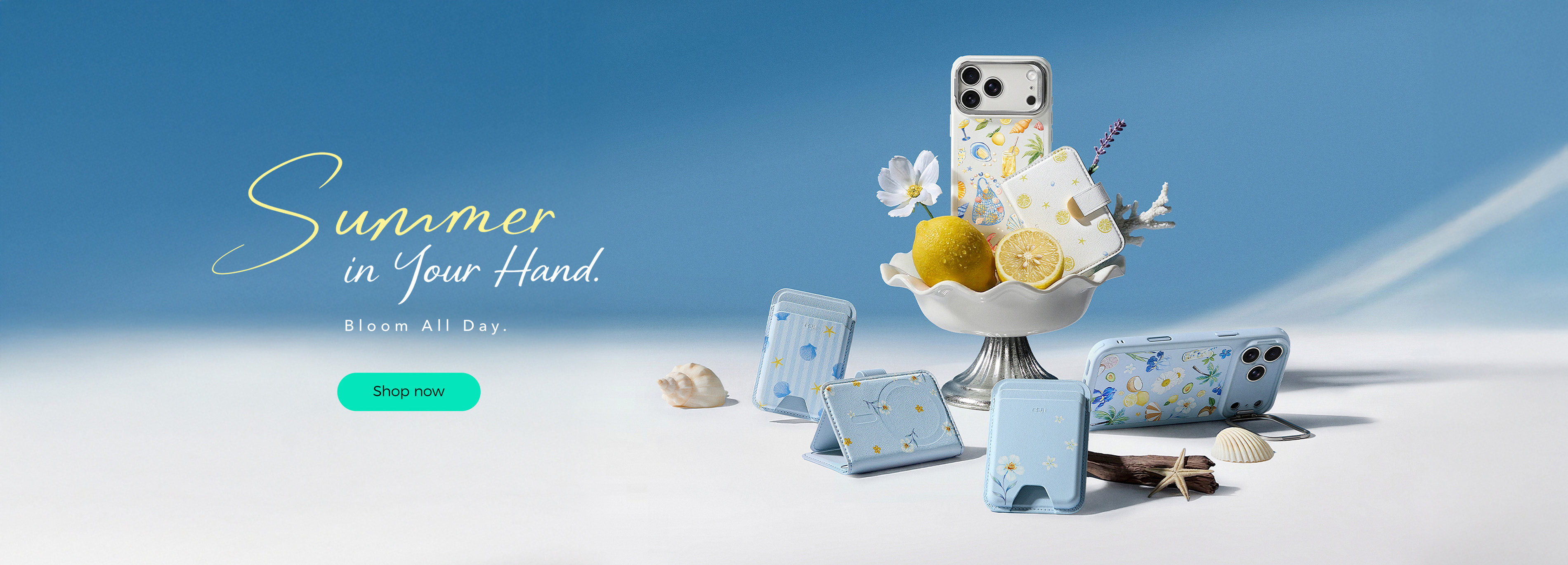 New in: Our first-ever Summer Print Collection — printed cases and matching wallets.